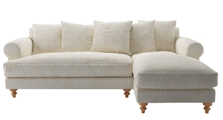 Teddy RHF Chaise Sofa in Oyster Luxe Boucle