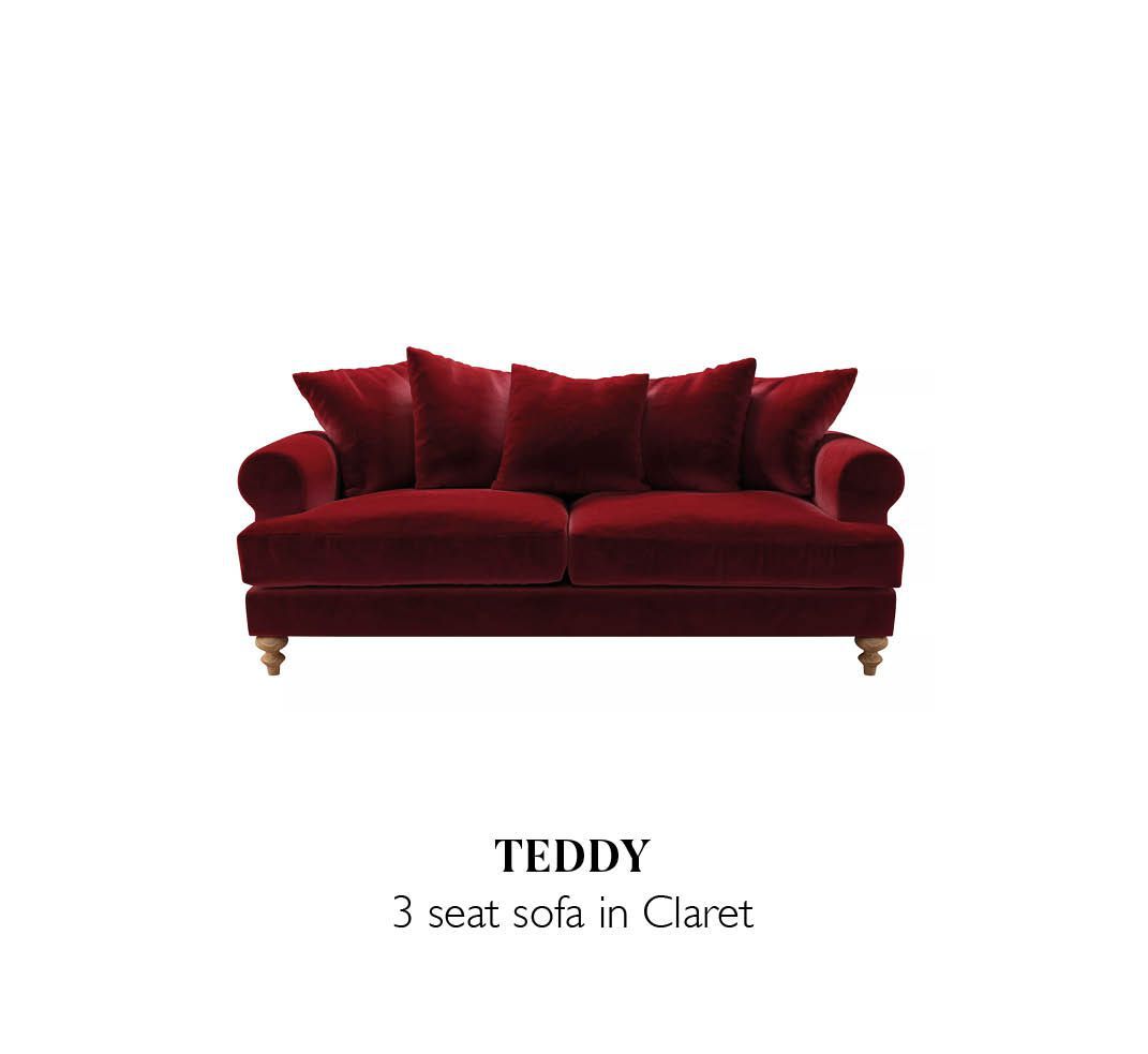 Teddy 3 seat sofra in Claret