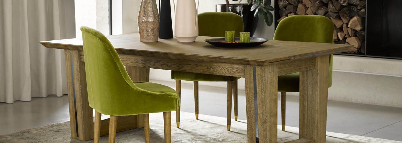 Aspen Dining Table with Arabella Dining Chairs in furnished dining space